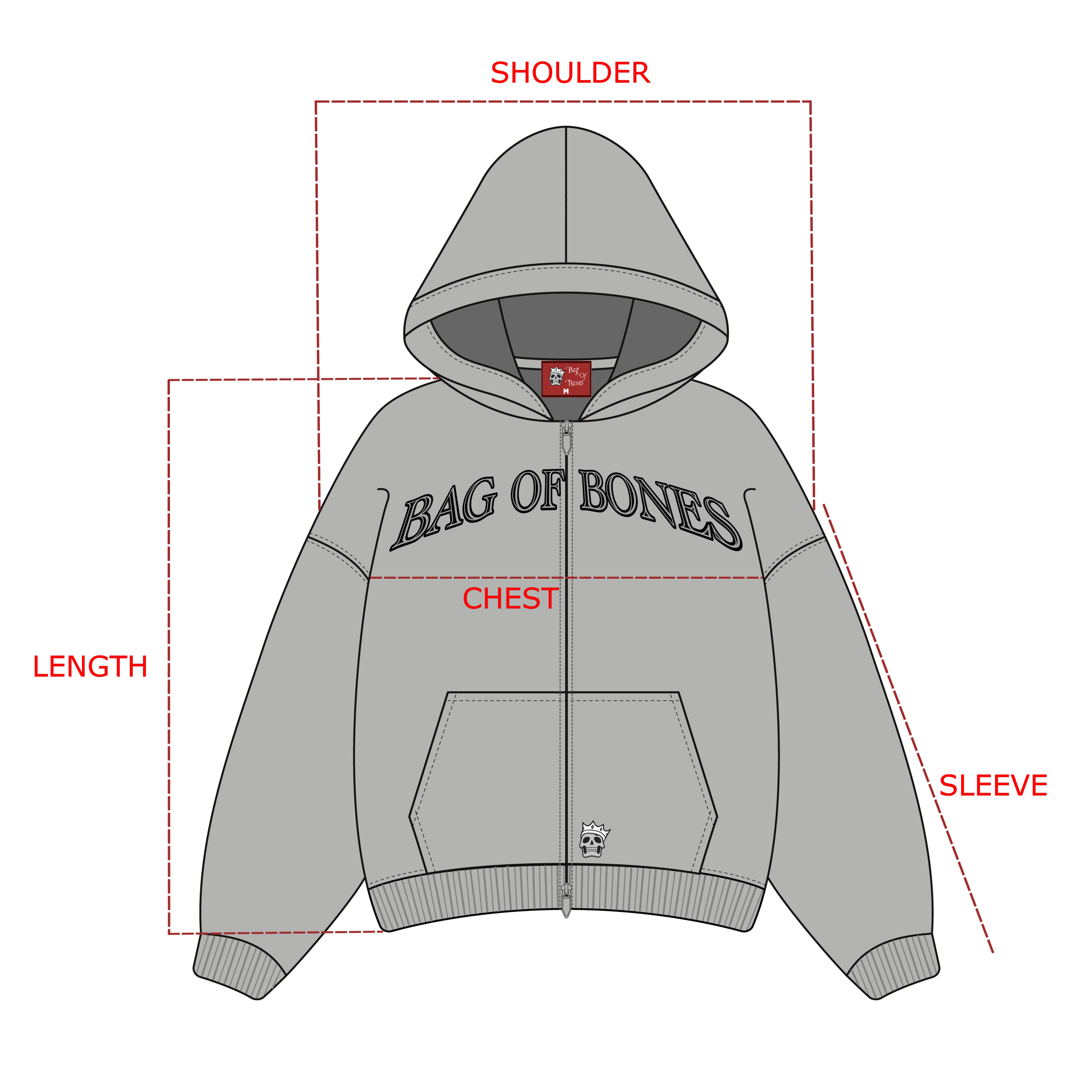 ATW Hoodie size measurement guide